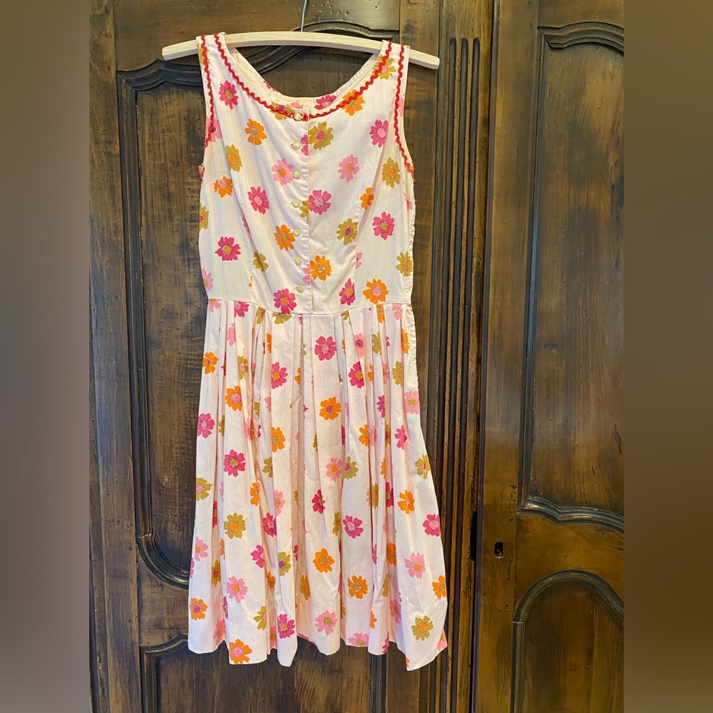 Vintage floral fit + flare ‘50s Bobbie Brown dress S XS/S (check measurements)